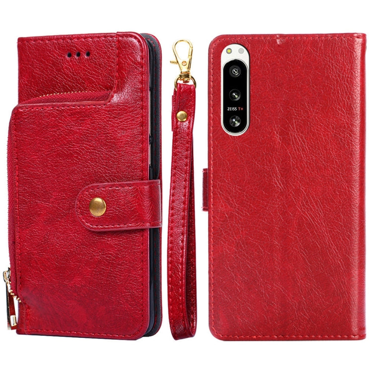 For Sony Xperia 5 IV Zipper Bag Flip Leather Phone Case