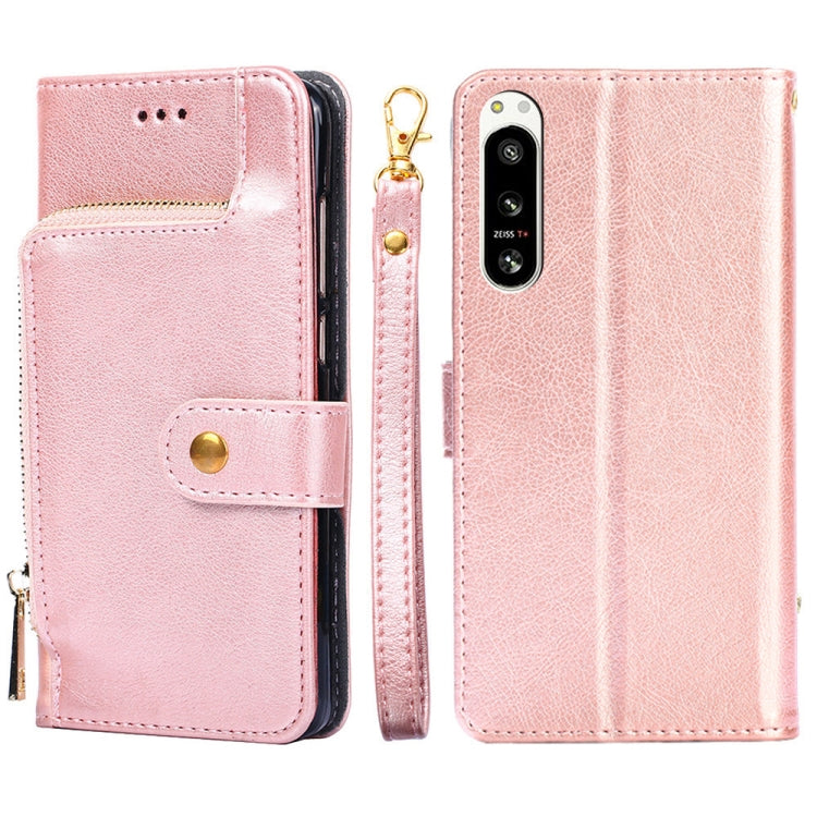 For Sony Xperia 5 IV Zipper Bag Flip Leather Phone Case
