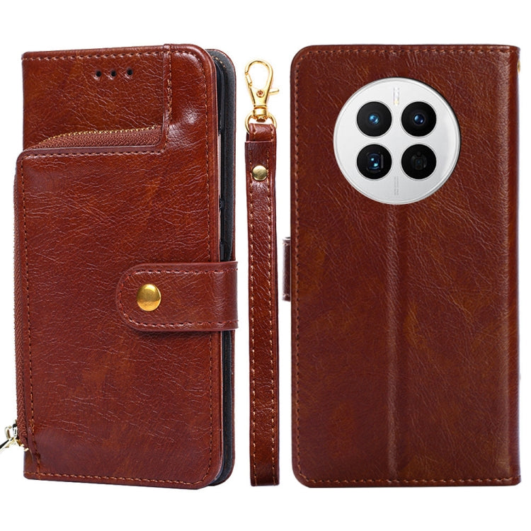 For Huawei Mate 50 Zipper Bag Flip Leather Phone Case
