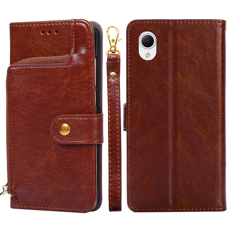 For Samsung Galaxy A23e / A22e Zipper Bag Flip Leather Phone Case