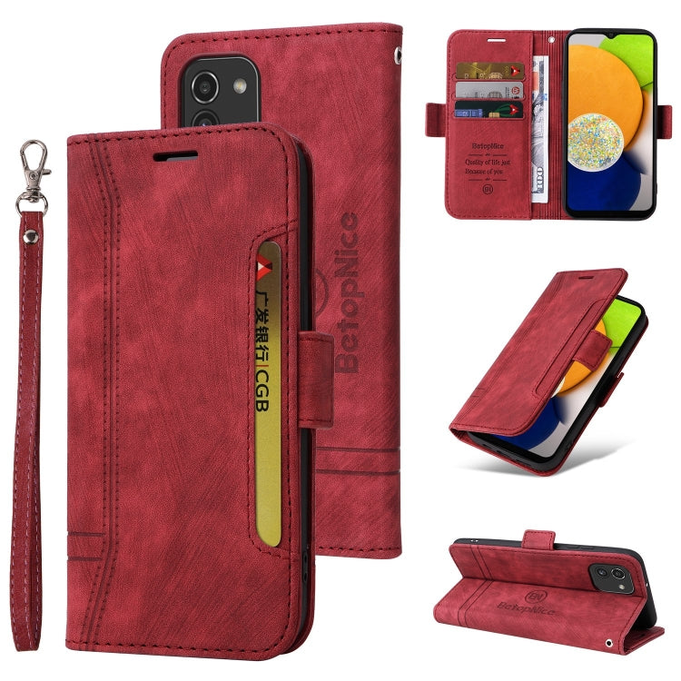 For Samsung Galaxy A03 166mm BETOPNICE Dual-side Buckle Leather Phone Case