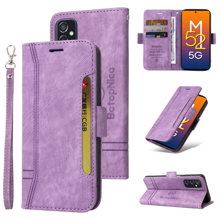 For Samsung Galaxy M52 5G BETOPNICE Dual-side Buckle Leather Phone Case