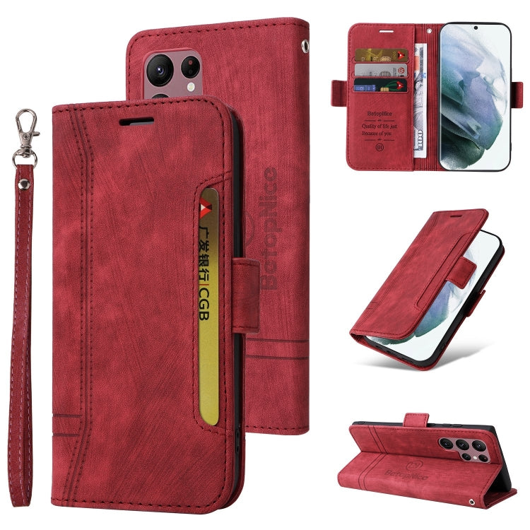 For Samsung Galaxy S22 Ultra 5G BETOPNICE Dual-side Buckle Leather Phone Case