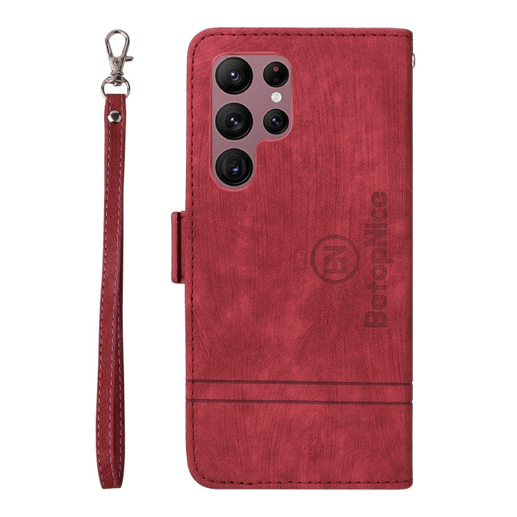 For Samsung Galaxy S22 Ultra 5G BETOPNICE Dual-side Buckle Leather Phone Case