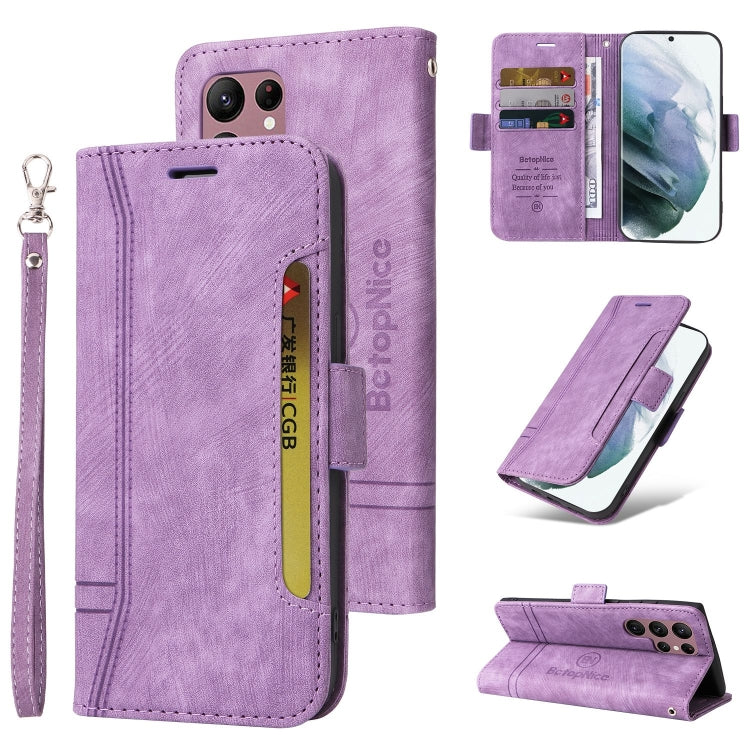 For Samsung Galaxy S22 Ultra 5G BETOPNICE Dual-side Buckle Leather Phone Case