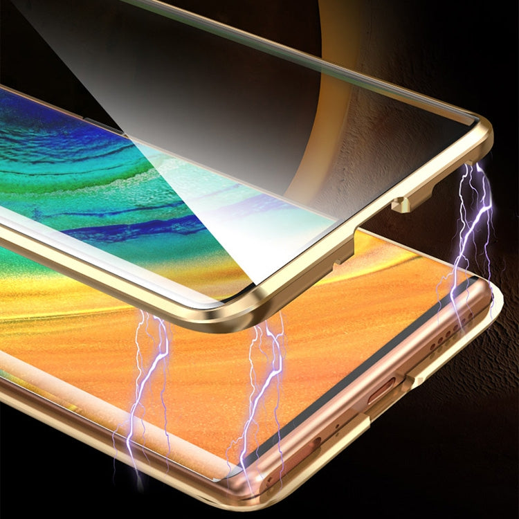 For Huawei Mate 30 Pro Shockproof Magnetic Attraction Leather Backboard + Tempered Glass Case(Orange)