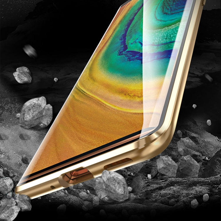 For Huawei Mate 30 Pro Shockproof Magnetic Attraction Leather Backboard + Tempered Glass Case(Orange)