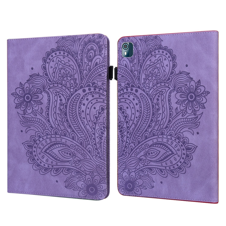 For Nokia T10 Peacock Embossed Pattern Leather Tablet Case