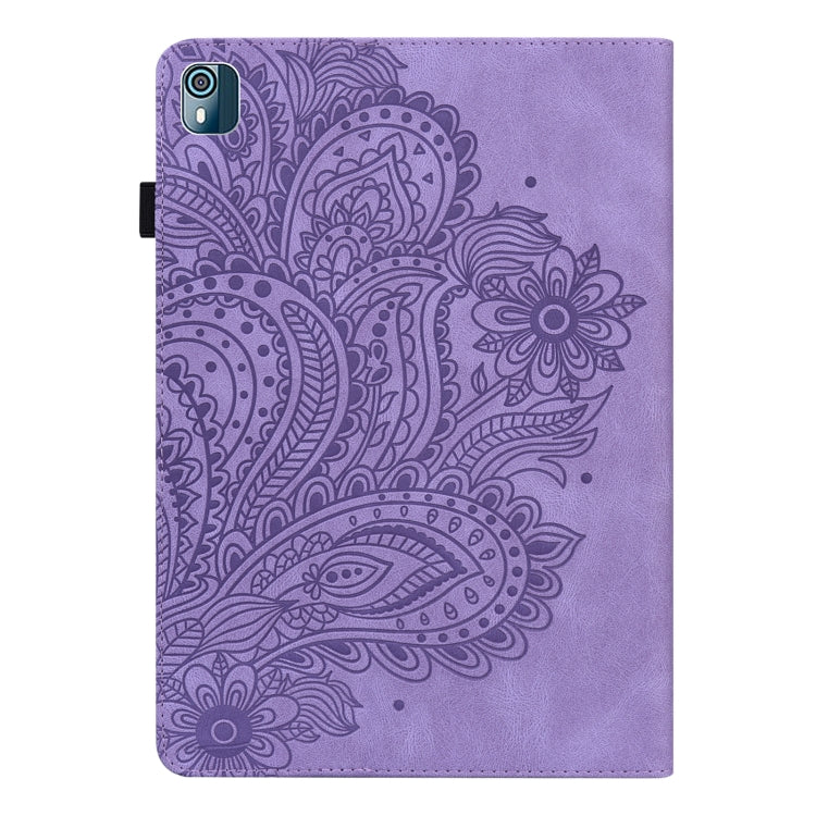 For Nokia T10 Peacock Embossed Pattern Leather Tablet Case