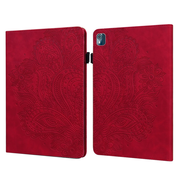 For Nokia T10 Peacock Embossed Pattern Leather Tablet Case