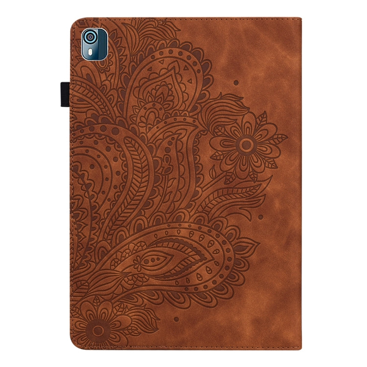 For Nokia T10 Peacock Embossed Pattern Leather Tablet Case