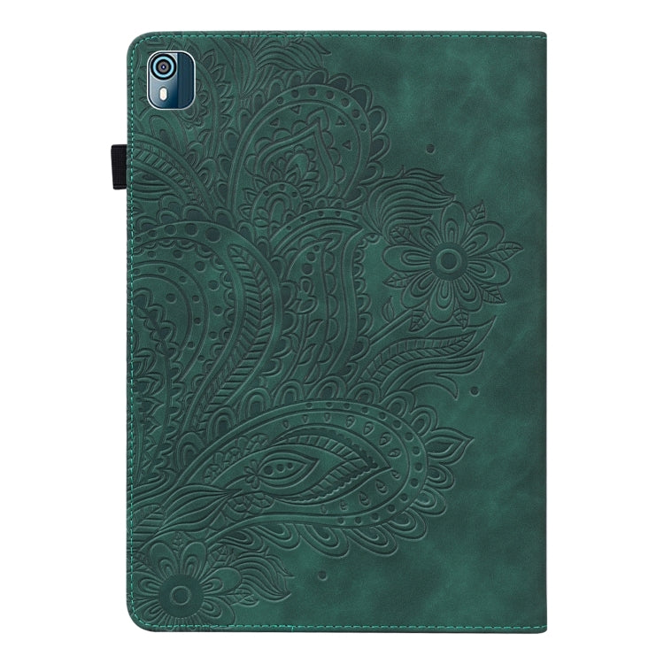 For Nokia T10 Peacock Embossed Pattern Leather Tablet Case