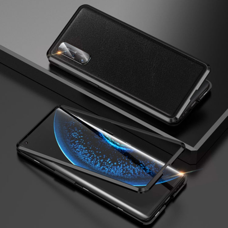 For OPPO Find X2 Shockproof Magnetic Attraction Leather Backboard + Tempered Glass Case with Camera Lens Protector Film