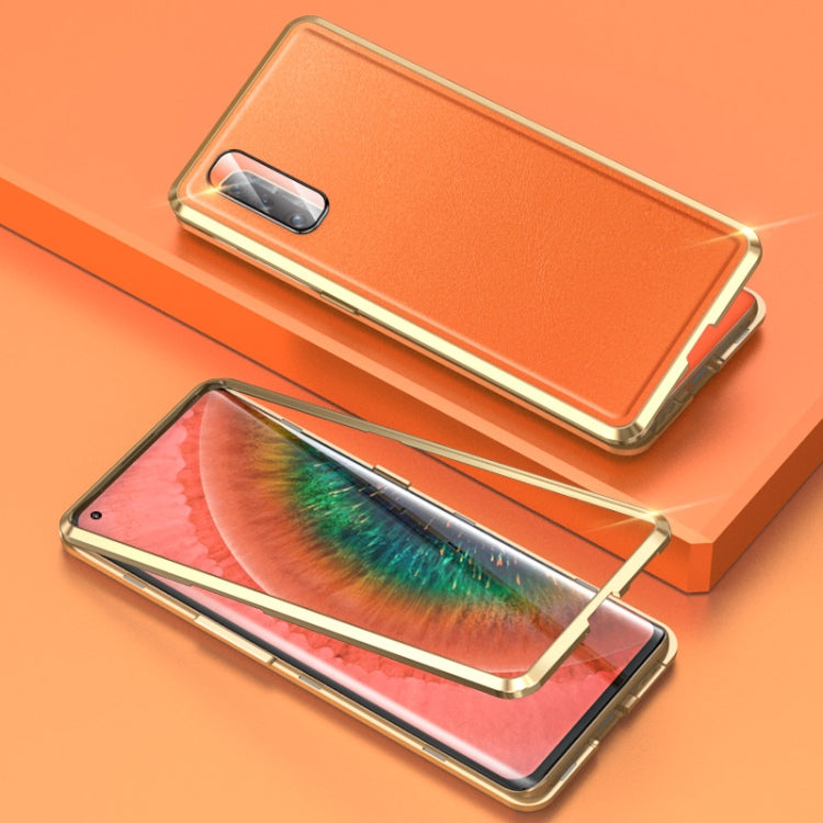 For OPPO Find X2 Shockproof Magnetic Attraction Leather Backboard + Tempered Glass Case with Camera Lens Protector Film