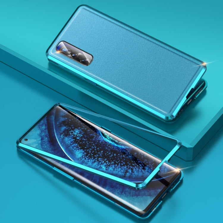 For OPPO Find X2 Pro Shockproof Magnetic Attraction Leather Backboard Case with Camera Lens Protector Film(Blue)