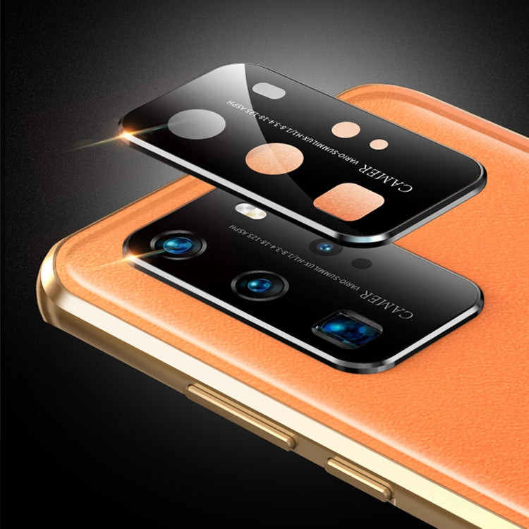 For Huawei P40 Shockproof Magnetic Attraction Leather Backboard + Tempered Glass Case with Camera Lens Protector Cover