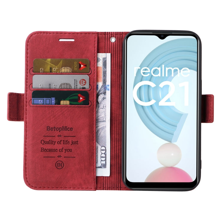 For Realme C21 BETOPNICE Dual-side Buckle Leather Phone Case