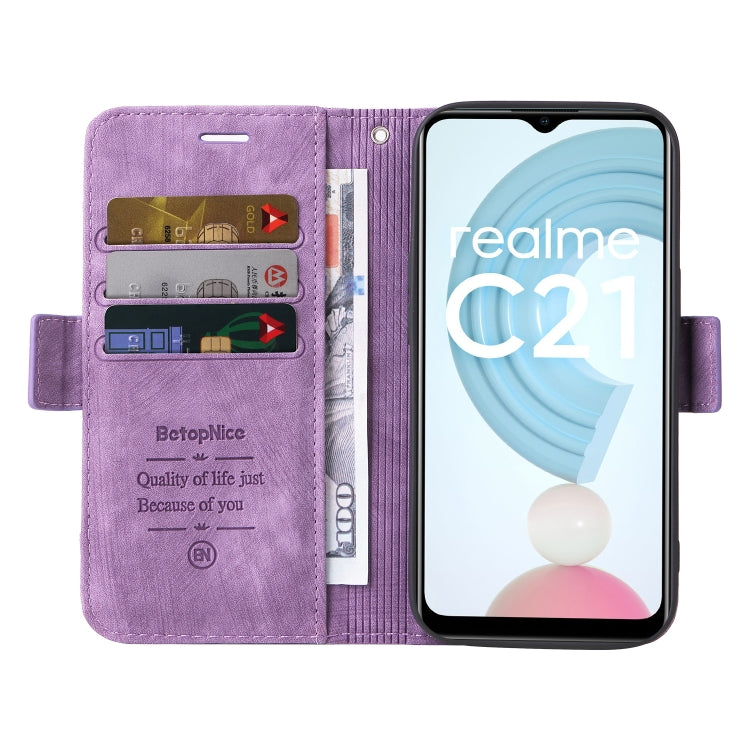 For Realme C21 BETOPNICE Dual-side Buckle Leather Phone Case