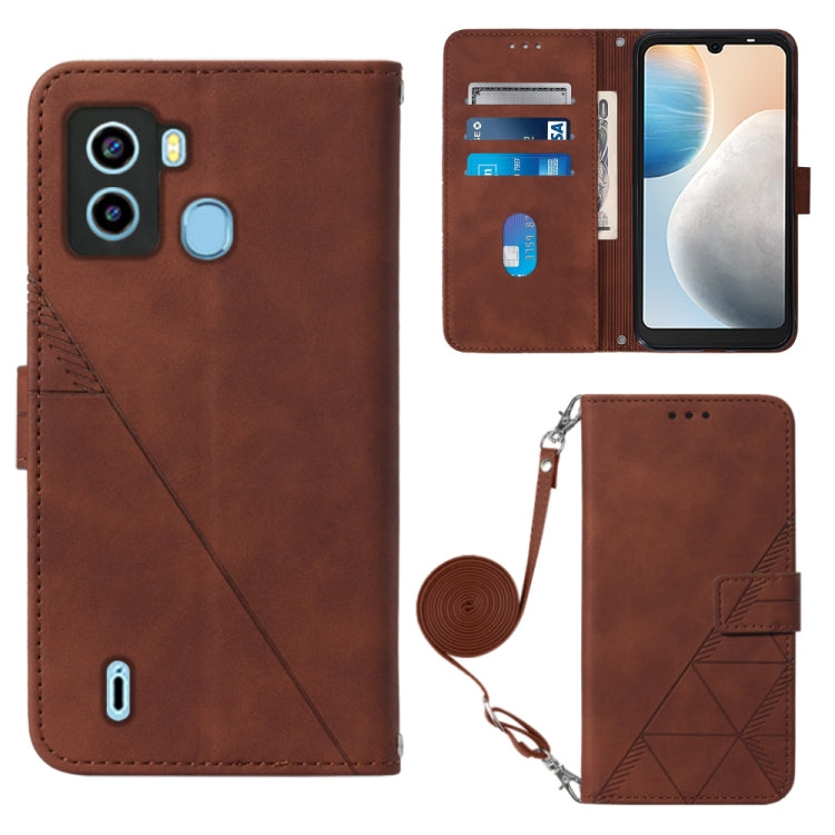 For Tecno Pop 6 Crossbody 3D Embossed Flip Leather Phone Case