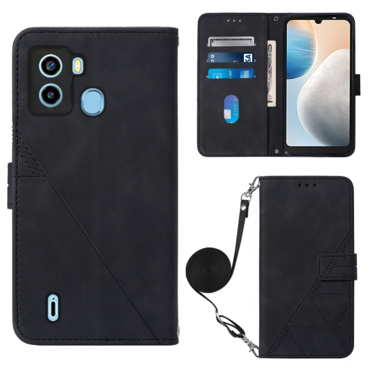 For Tecno Pop 6 Crossbody 3D Embossed Flip Leather Phone Case