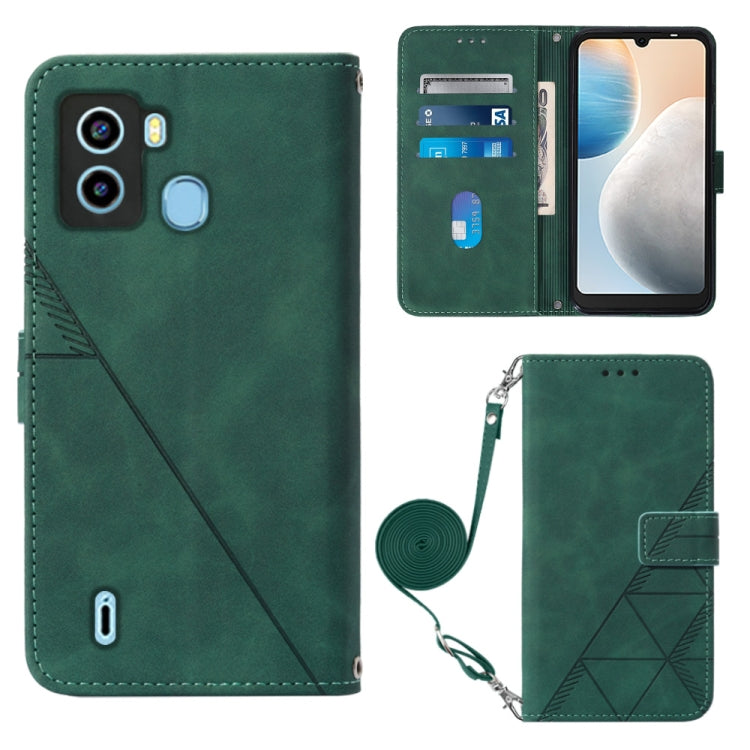 For Tecno Pop 6 Crossbody 3D Embossed Flip Leather Phone Case