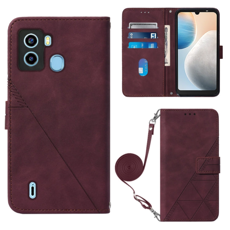 For Tecno Pop 6 Crossbody 3D Embossed Flip Leather Phone Case