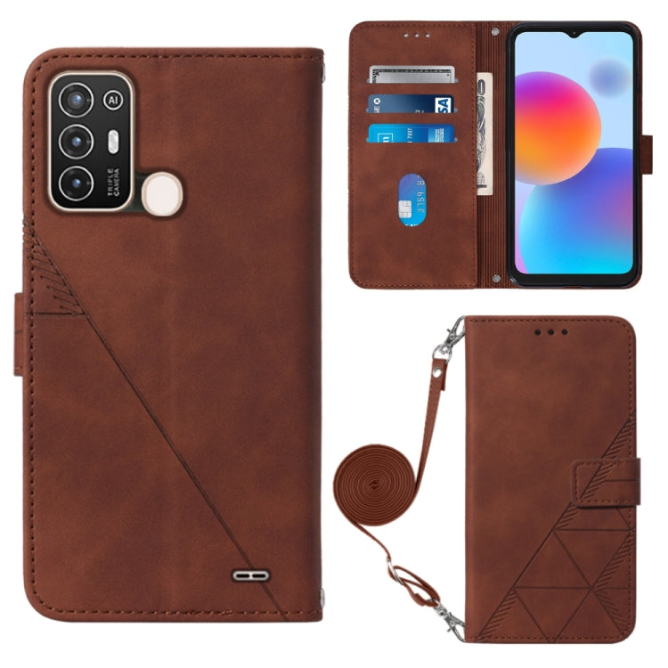For ZTE Blade A52 Crossbody 3D Embossed Flip Leather Phone Case