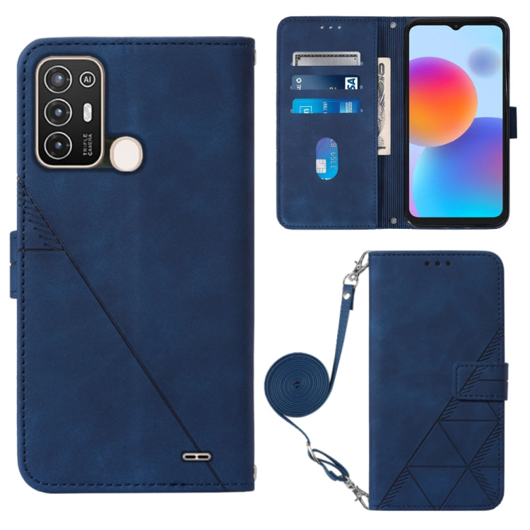 For ZTE Blade A52 Crossbody 3D Embossed Flip Leather Phone Case