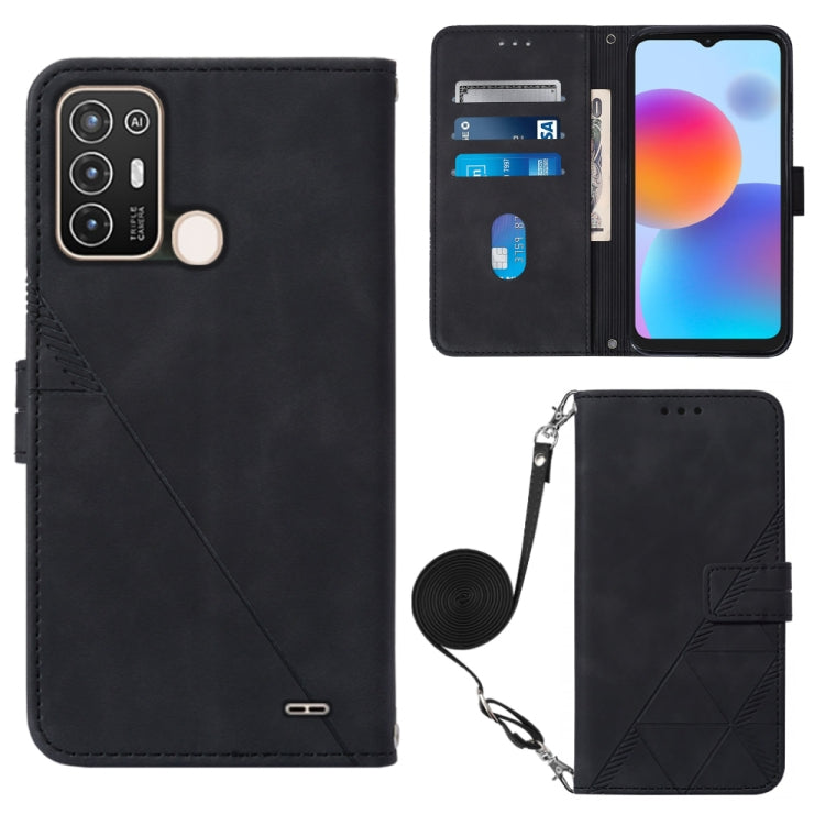 For ZTE Blade A52 Crossbody 3D Embossed Flip Leather Phone Case