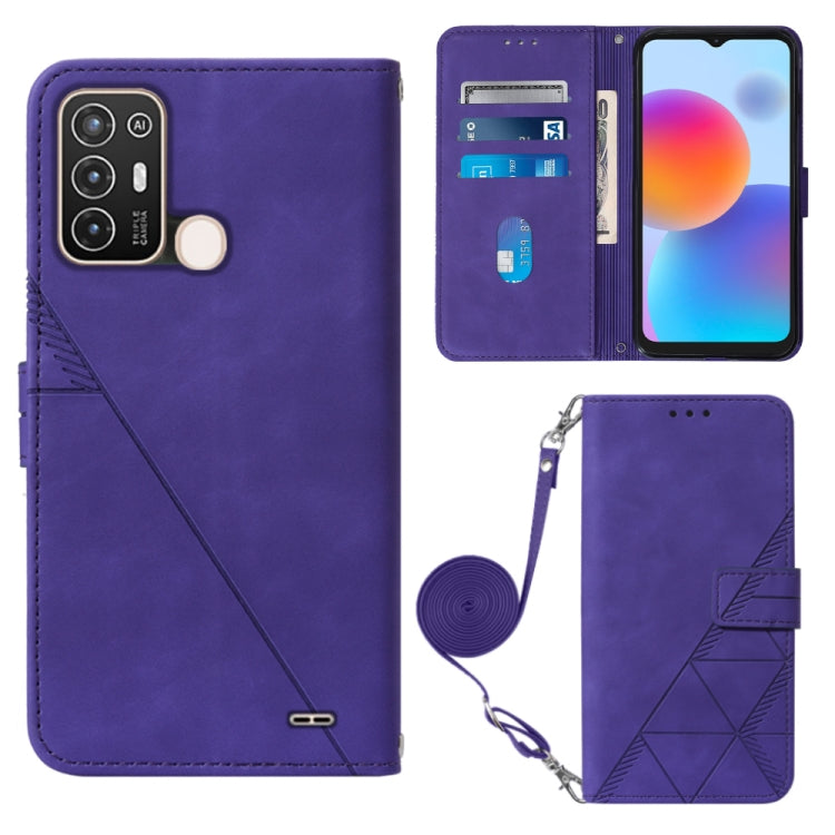 For ZTE Blade A52 Crossbody 3D Embossed Flip Leather Phone Case