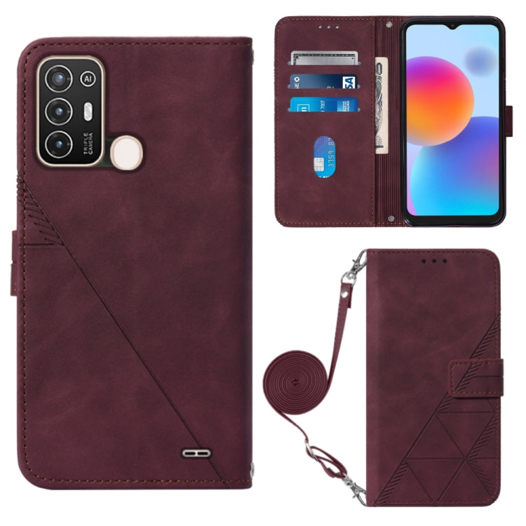 For ZTE Blade A52 Crossbody 3D Embossed Flip Leather Phone Case