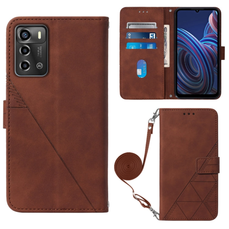 For ZTE Blade A72 Crossbody 3D Embossed Flip Leather Phone Case