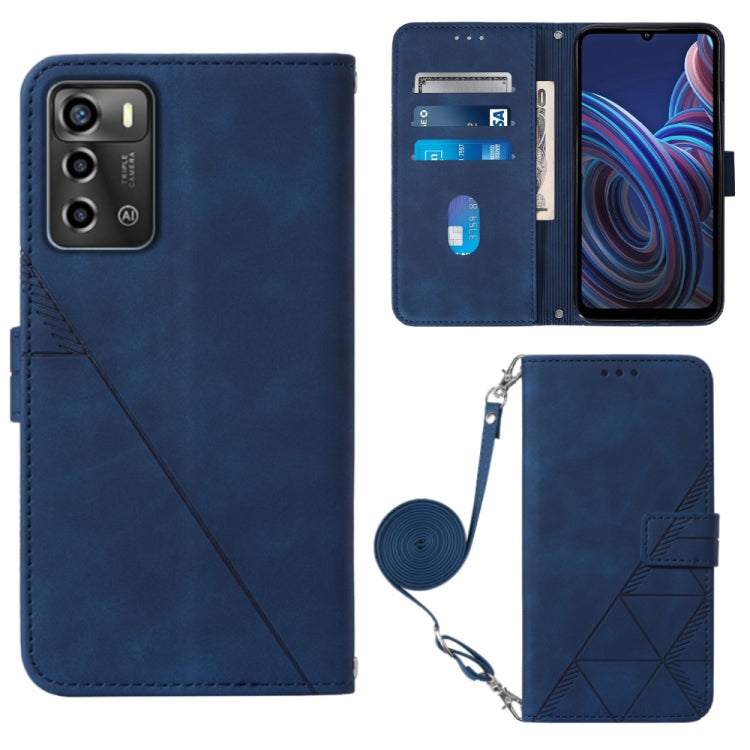 For ZTE Blade A72 Crossbody 3D Embossed Flip Leather Phone Case