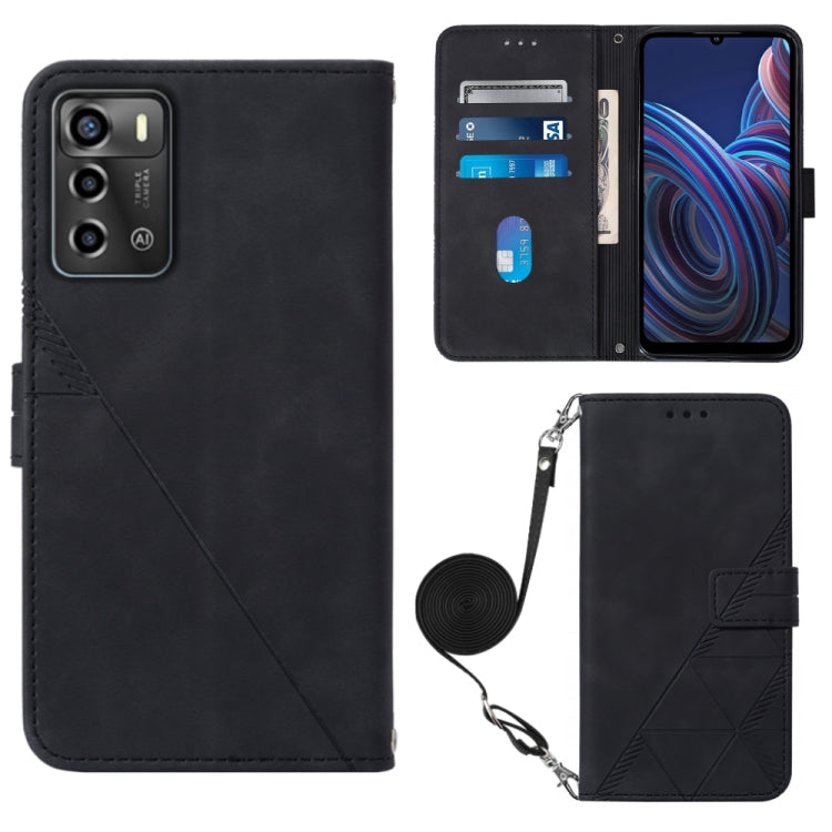 For ZTE Blade A72 Crossbody 3D Embossed Flip Leather Phone Case