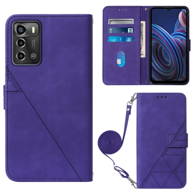 For ZTE Blade A72 Crossbody 3D Embossed Flip Leather Phone Case