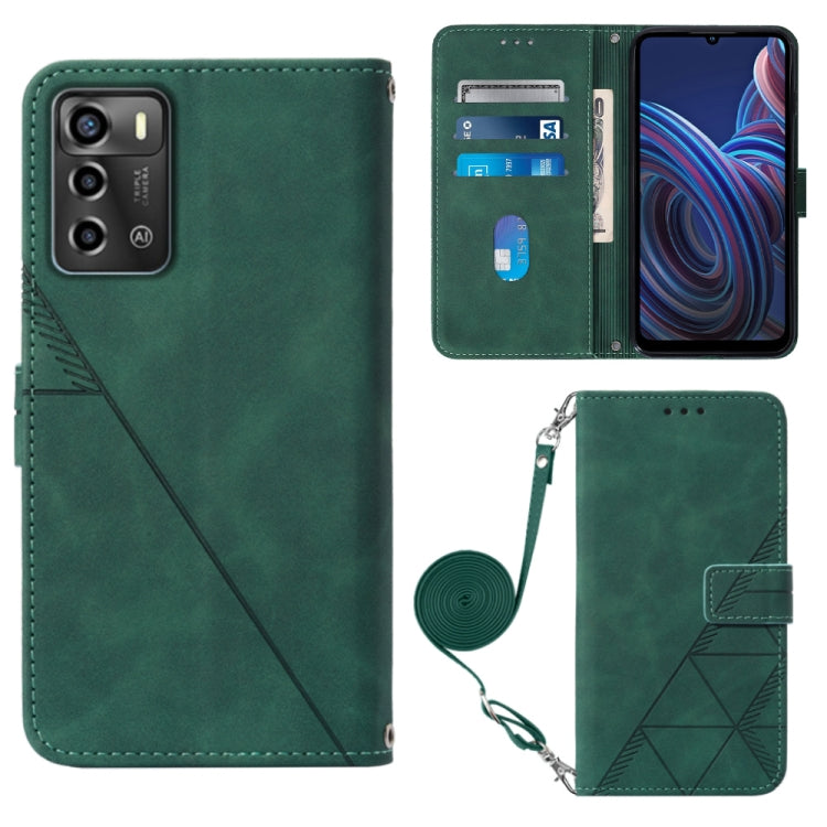 For ZTE Blade A72 Crossbody 3D Embossed Flip Leather Phone Case