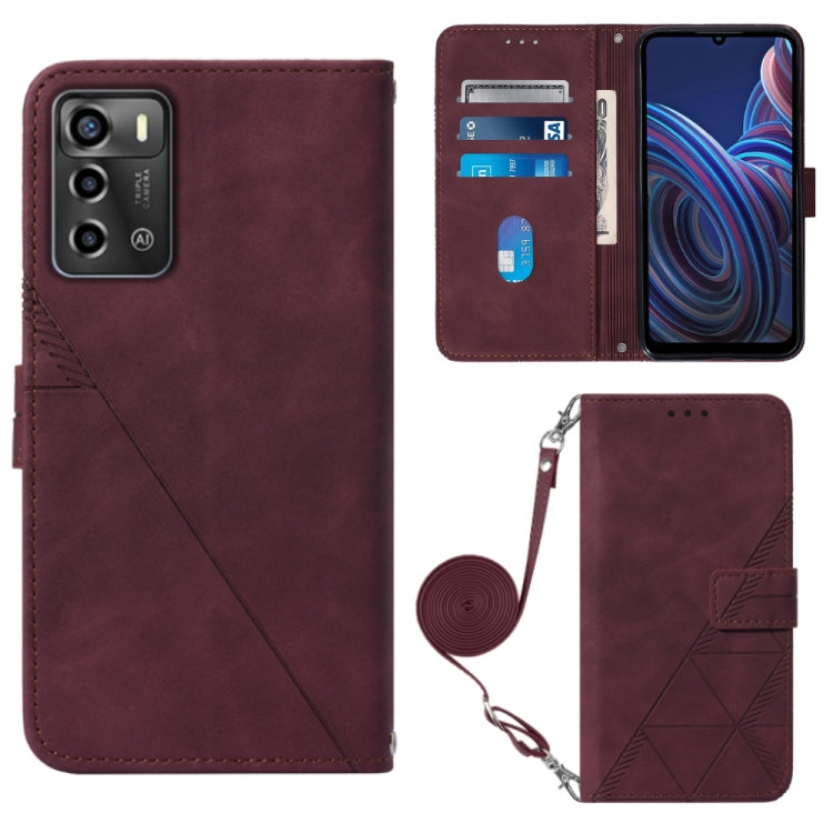 For ZTE Blade A72 Crossbody 3D Embossed Flip Leather Phone Case