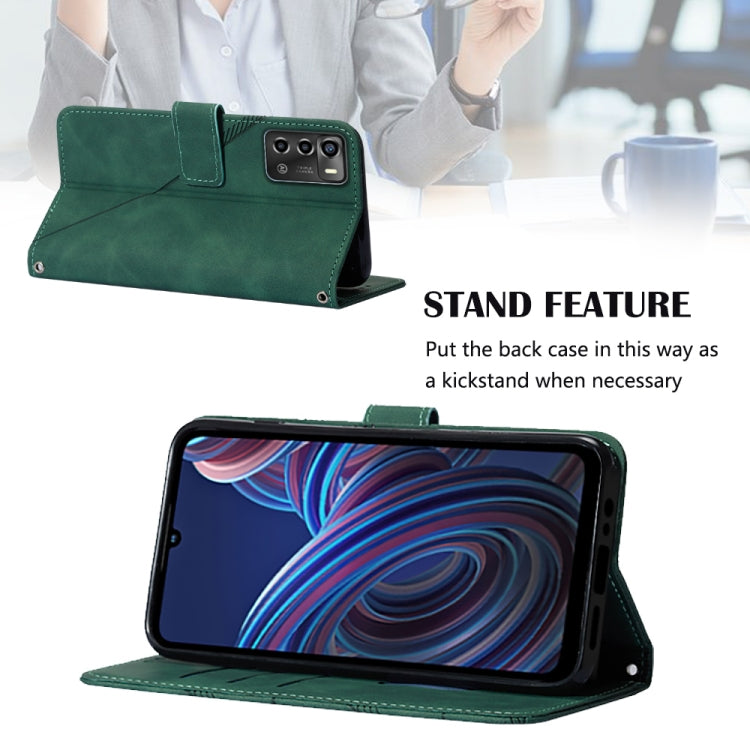 For ZTE Blade A72 Crossbody 3D Embossed Flip Leather Phone Case