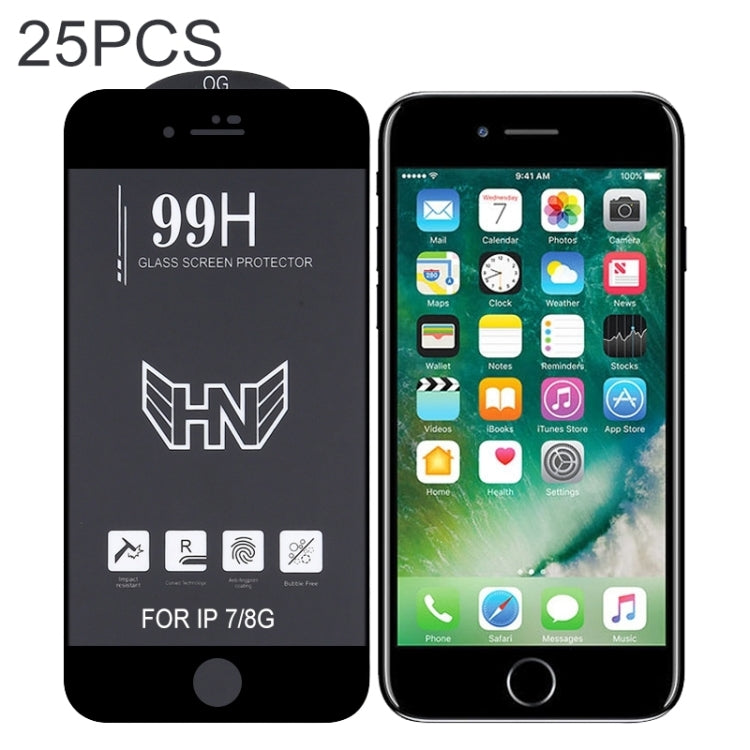For iPhone 6s / 6 25pcs High Aluminum Large Arc Full Screen Tempered Glass Film