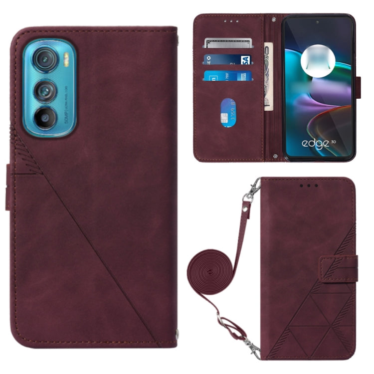 For Motorola Edge 30 Crossbody 3D Embossed Flip Leather Phone Case