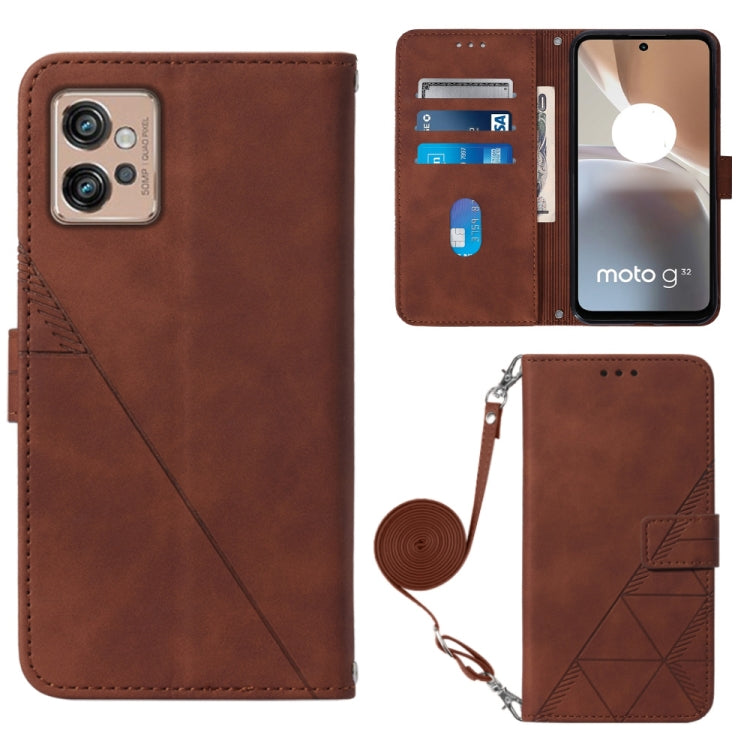 For Motorola Moto G32 Crossbody 3D Embossed Flip Leather Phone Case