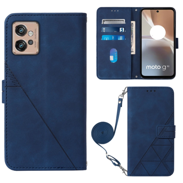 For Motorola Moto G32 Crossbody 3D Embossed Flip Leather Phone Case
