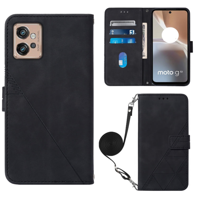 For Motorola Moto G32 Crossbody 3D Embossed Flip Leather Phone Case