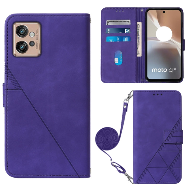 For Motorola Moto G32 Crossbody 3D Embossed Flip Leather Phone Case