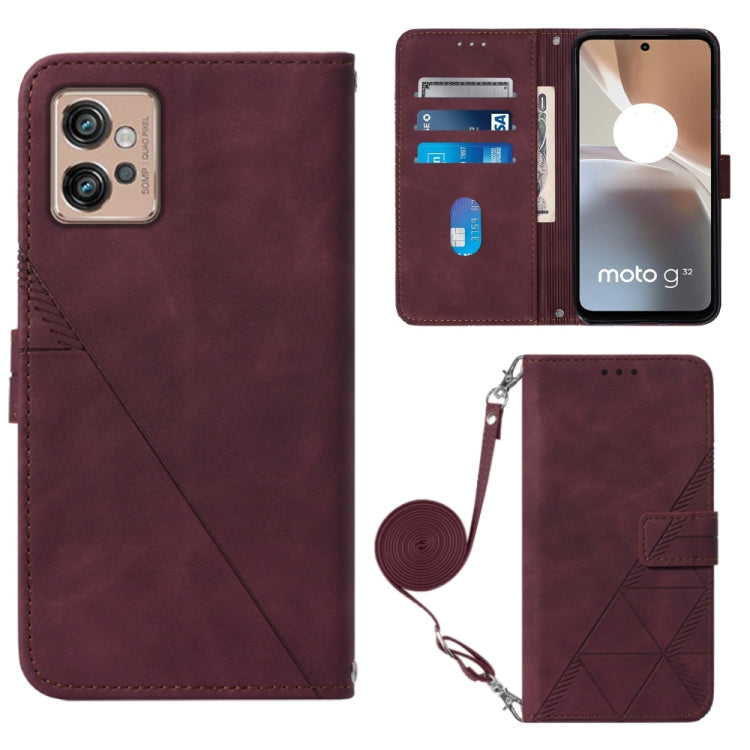 For Motorola Moto G32 Crossbody 3D Embossed Flip Leather Phone Case