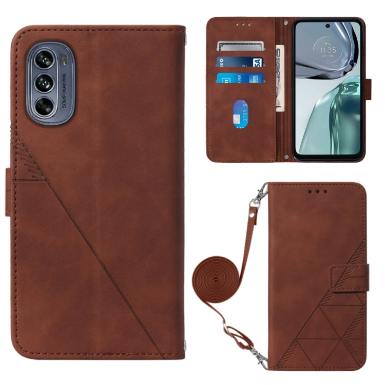 For Motorola Moto G62 5G Crossbody 3D Embossed Flip Leather Phone Case