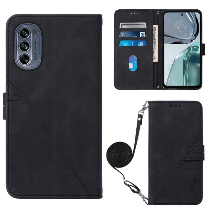 For Motorola Moto G62 5G Crossbody 3D Embossed Flip Leather Phone Case