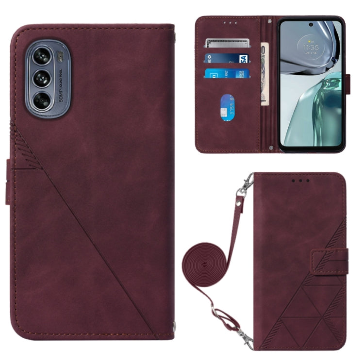 For Motorola Moto G62 5G Crossbody 3D Embossed Flip Leather Phone Case