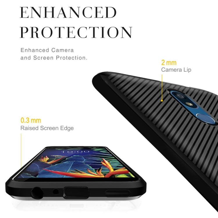 For LG K40 / K12 Plus Carbon Fiber Texture Shockproof TPU Protective Case