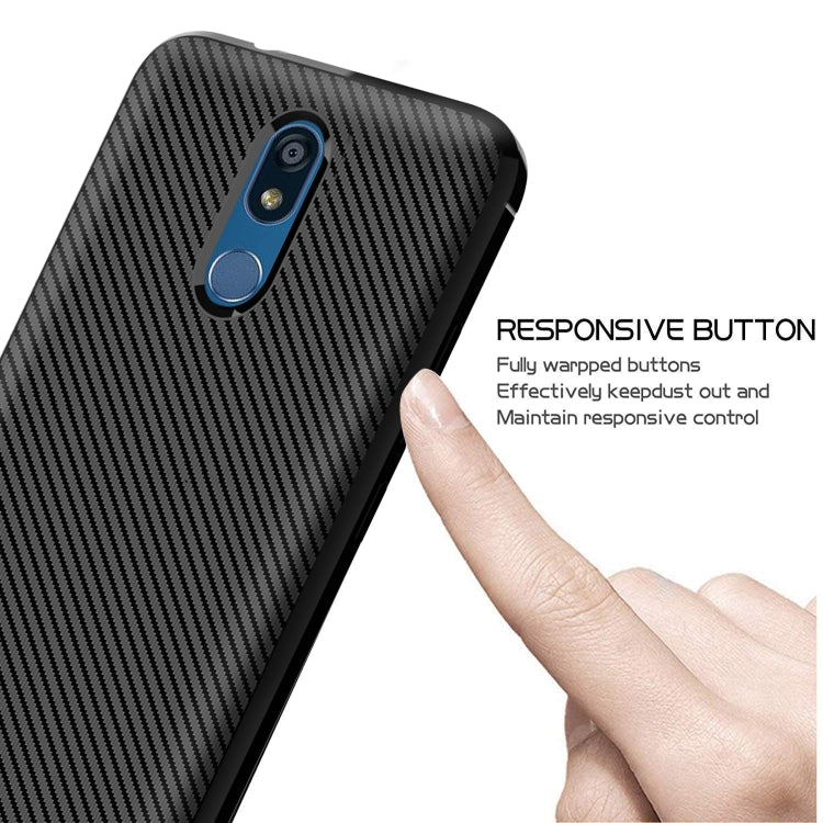 For LG K40 / K12 Plus Carbon Fiber Texture Shockproof TPU Protective Case